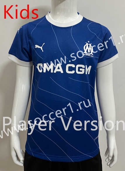 (Without Shorts) Player Version 2023-2024 Olympique de Marseille Away Blue Thailand Kids/Youth Soccer jersey-SJ