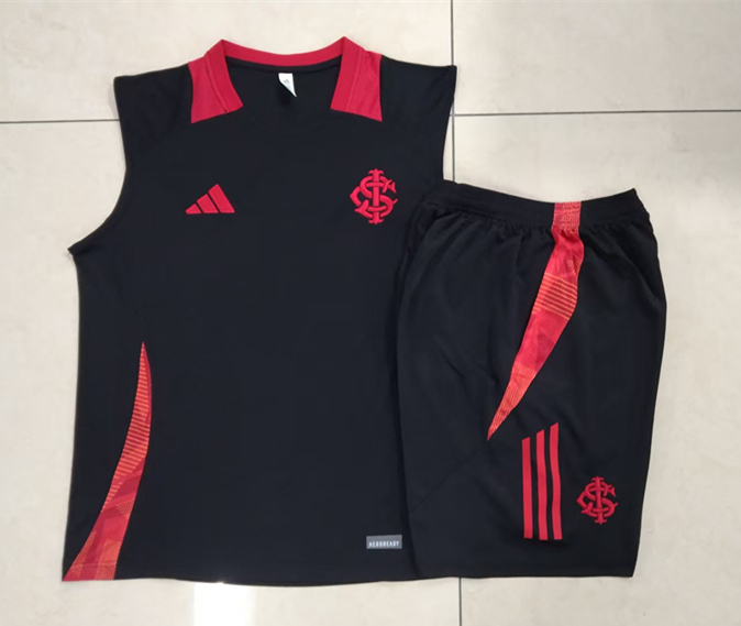 2024-2025 Brazil SC Internacional Black Short-Sleeve Thailand Soccer vest Tracksuit-815