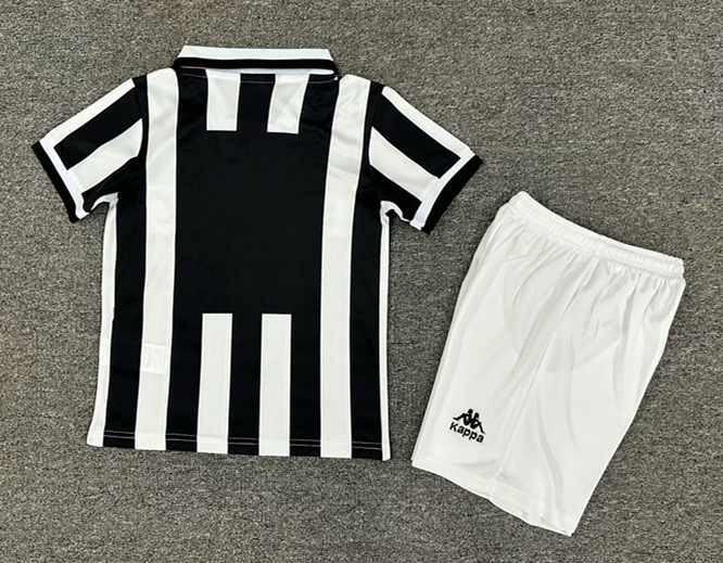 Retro Version 1995-1996 Juventus Home White& Black Soccer kids Uniform-7809