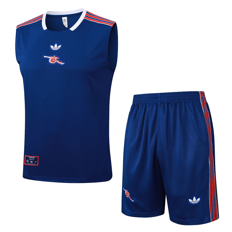 2025-2026 Arsenal Royal Blue Vest-Sleeve Thailand Soccer Tracksuit-815
