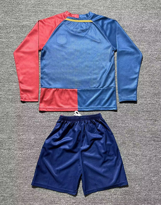 Retro Version 2008-2009 Barcelona Home Red&Blue Kids/Youth long Soccer Uniform-2674