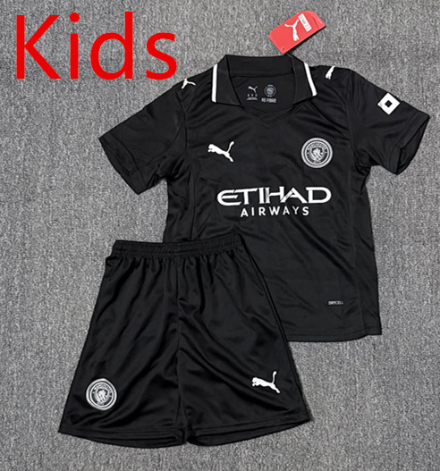 2025-2026 Manchester United 2nd Away Black Kids/Youth Soccer Uniform-4247