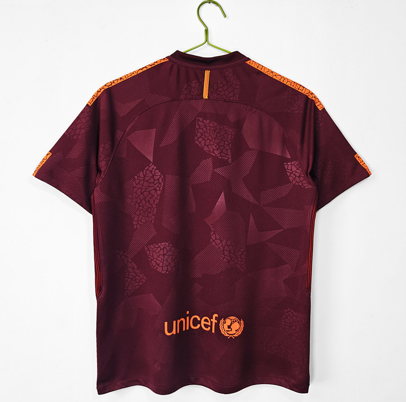 Retro Version 17-18 Barcelona 2nd Away Red Thailand Soccer Jersey AAA-c1046