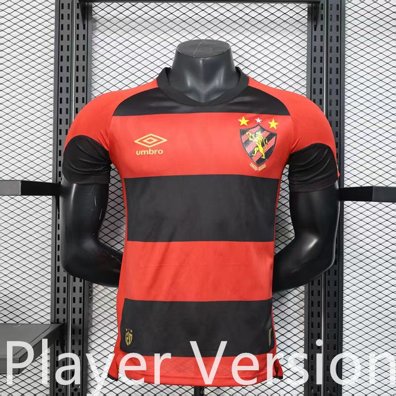 Player Version 2025-2026 Sport Recife Home Black&Red Thailand Soccer Jersey AAA-888
