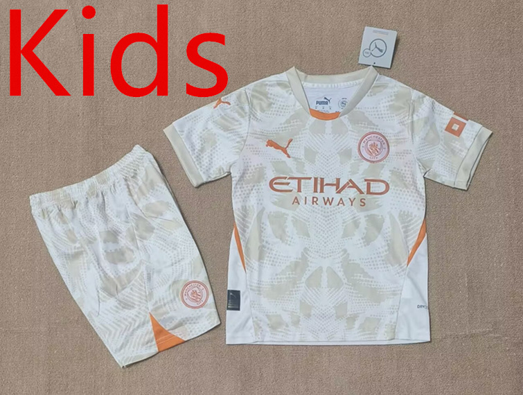 2024-2025 Manchester City Goalkeeper Beige Kid/Youth Soccer Uniform-4714