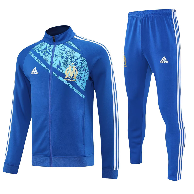 2025-2026 Retro Version Olympique de Marseille Blue Jacket Uniform-4627