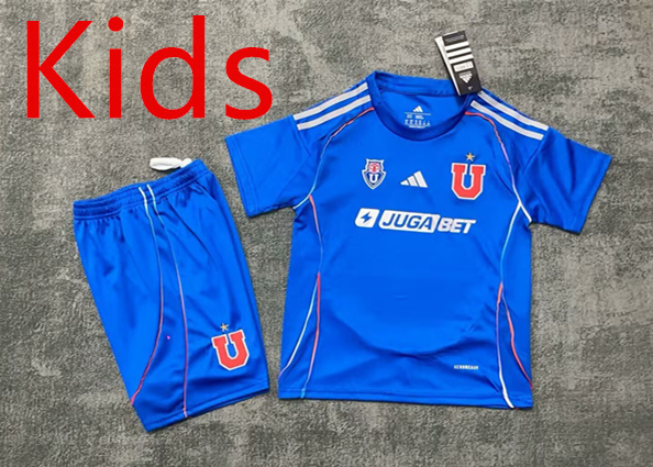 2025-26 Universidad de Chile Home Blue Kids/Youth Soccer Uniform-9070
