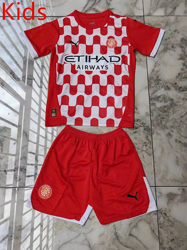 2024-2025 Girona FC Home Red Kid/Youth Soccer Uniform