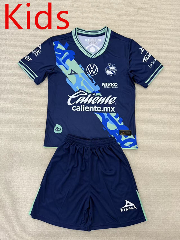 2024-25 Puebla F.C. Away Blue kids Soccer Uniform-AY