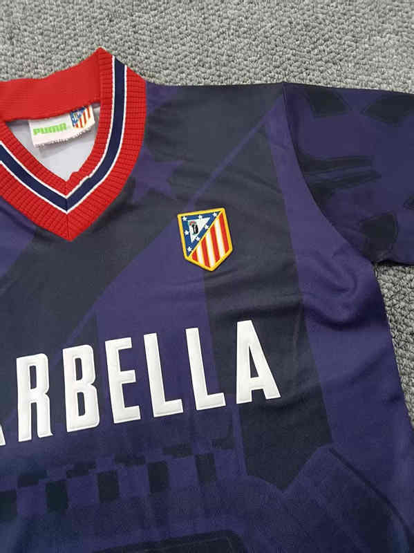 Retro Version 1995-1996 Atletico Madrid 2nd Away Royal Blue Thailand Soccer Jersey AAA-0141