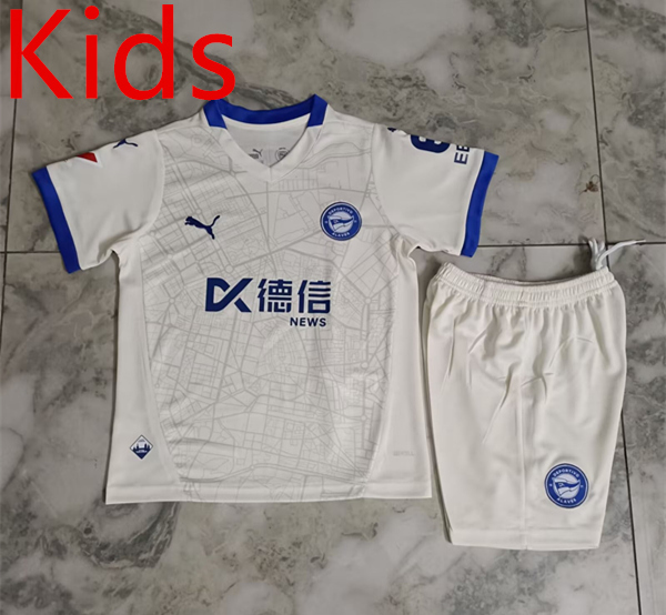 2024-2025 Deportivo Alavés Away White Kids/Youth Soccer Uniform-4193