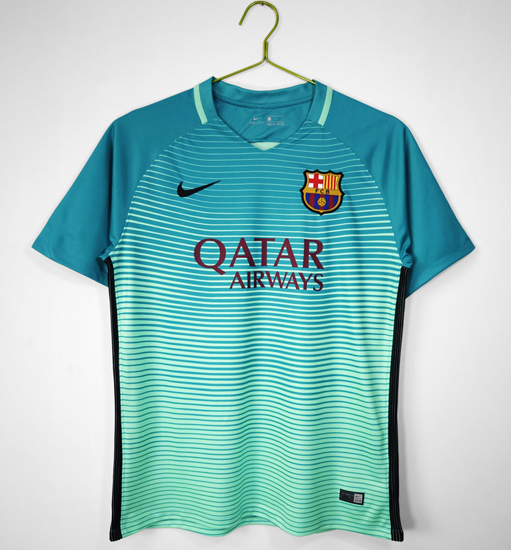Retro Version 16-17 Barcelona 2nd Away Blue&Grey Thailand Soccer Jersey AAA-c1046