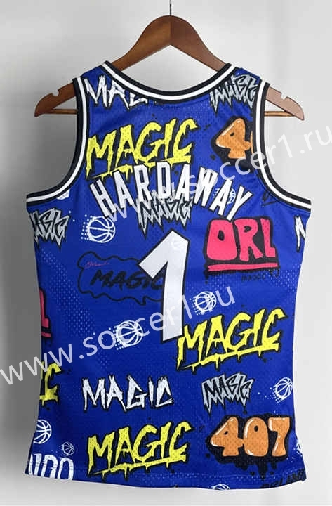 Reteo Version 94-95 Orlando Magic Mitchell&Ness Graffiti Blue #1 NBA Jersey-311