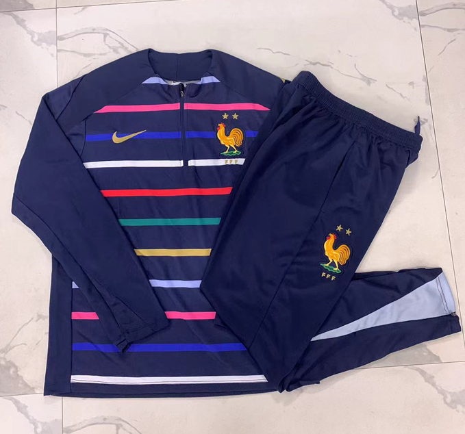 2024-2025 France Royal Blue Thailand Soccer Tracksuit -815