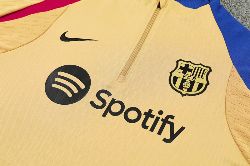 Player Version 2024-2025 Barcelona Mud yellow Thailand Soccer Tracksuit-4627