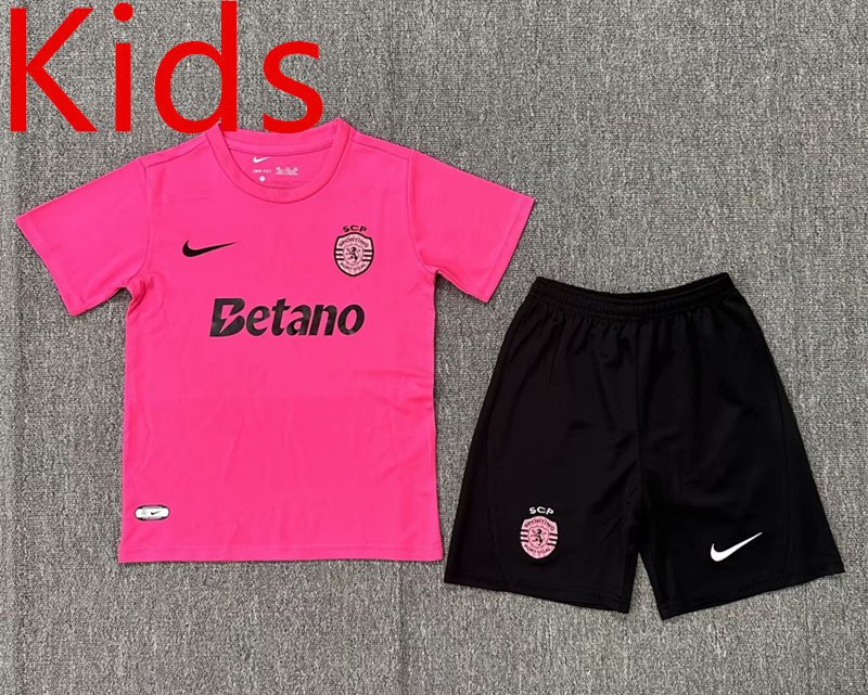 2024-2025 Sporting Clube de Portugal Pink Kid/Youth Soccer Uniform-3162