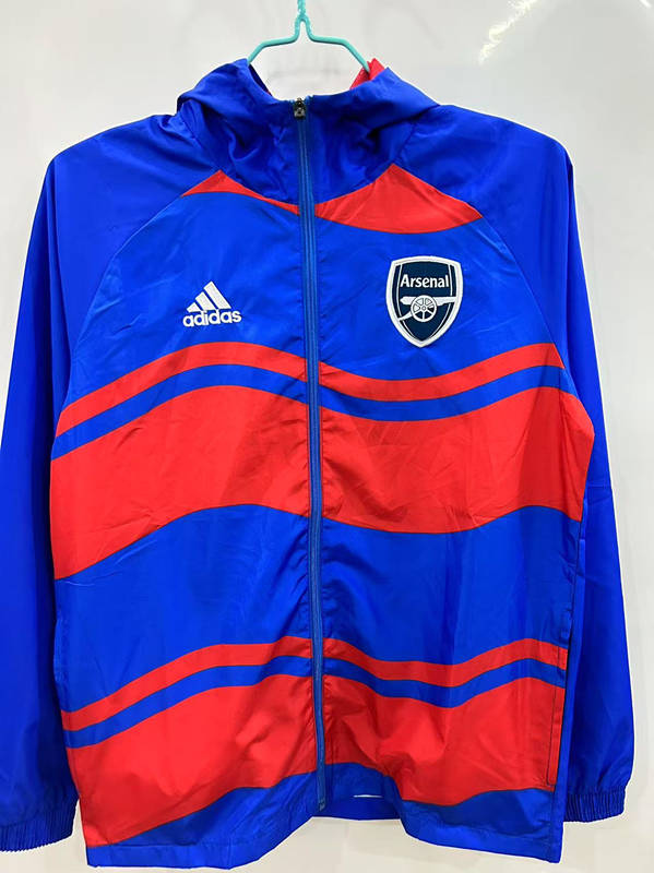 2025-2026 Arsenal Red&Blue Hooded Single-sided Embroidery Thailand Trench Coats-0255