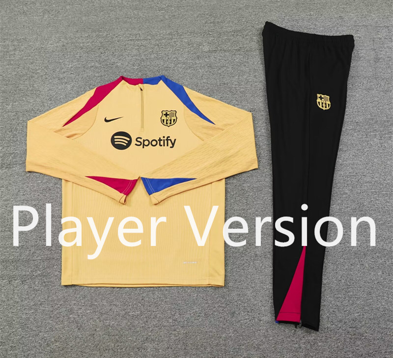 Player Version 2024-2025 Barcelona Mud yellow Thailand Soccer Tracksuit-4627