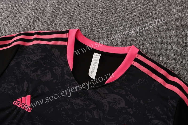 2021-2022 Real Madrid Black(Ink Jet）Short-sleeved Thailand Soccer Tracksuit-815