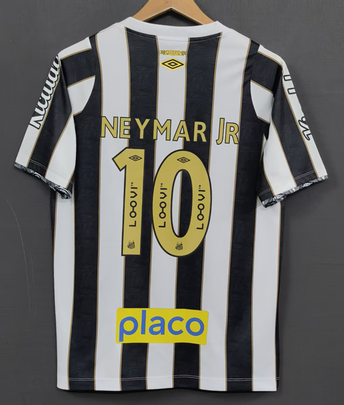 2024-2025 Santos FC Away #10 Black&White Thailand Soccer Jersey AAA-3079
