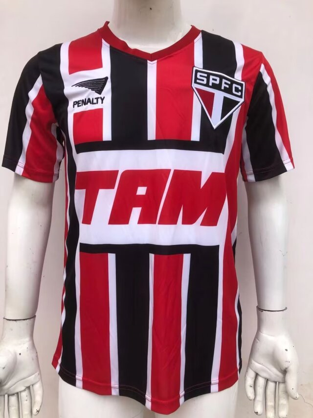 Retro Version 93-94 Sao Paulo Futebol Clube Away Red&Black Thailand Soccer Jersey AAA-4125
