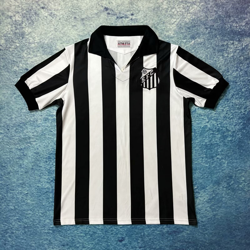 Retro Version 12-13 Santos FC Home Black &White Thailand Soccer Jersey AAA-6590