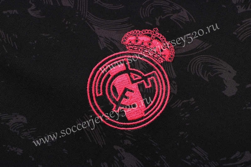 2021-2022 Real Madrid Black(Ink Jet）Short-sleeved Thailand Soccer Tracksuit-815