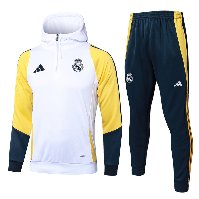 2023-2024 Real Madrid White Thailand Soccer Tracksuit With Hat-815