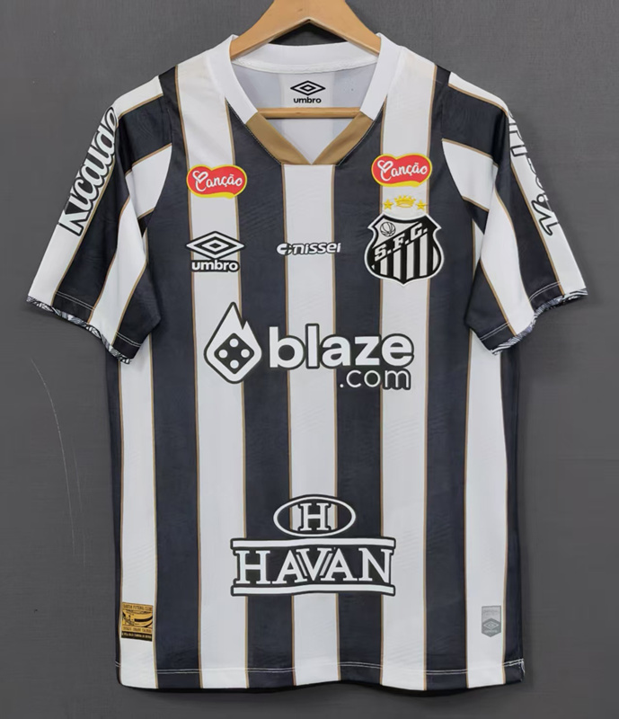 2024-2025 Santos FC Away #10 Black&White Thailand Soccer Jersey AAA-3079