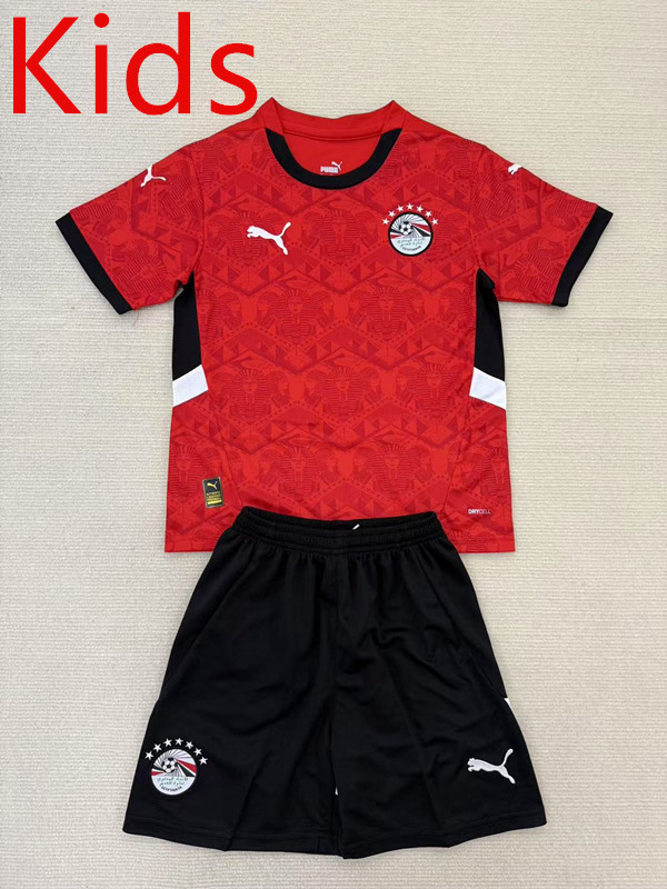 2025-26 Egypt Home Red Kids/Youth Soccer Uniform-AY