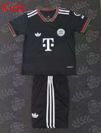 2025-2026 Bayern München 2nd Away Black Kids/Youth Soccer Uniform-4714