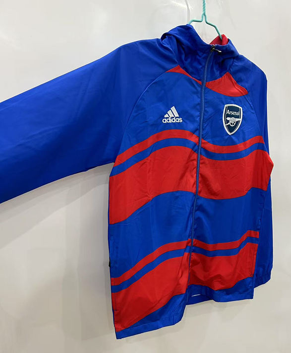 2025-2026 Arsenal Red&Blue Hooded Single-sided Embroidery Thailand Trench Coats-0255