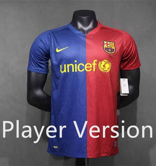 Player Version 08-09 Retro Version Barcelona Home Red&Blue Thailand Soccer Jersey AAA-4593