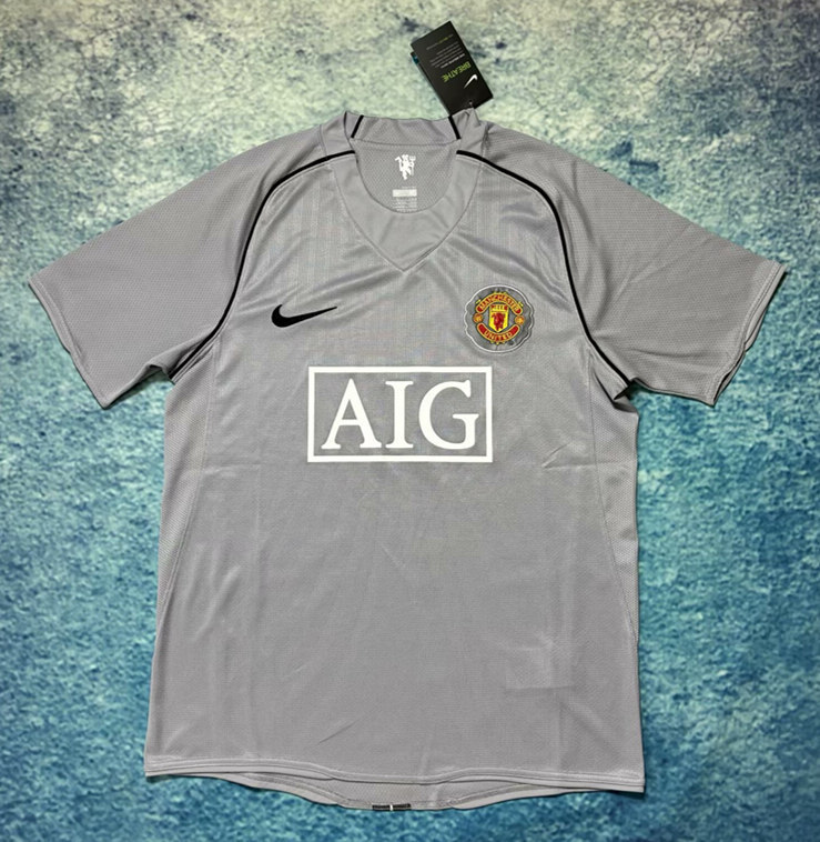 Retro Version 2007-2008 Manchester United Light Grey Thailand Soccer Jersey AAA-6590