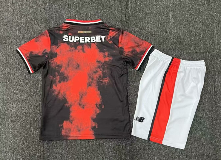 2024-2025 Sao Paulo 2nd Away Red&Black Kids/Youth Soccer Unifrom-2483