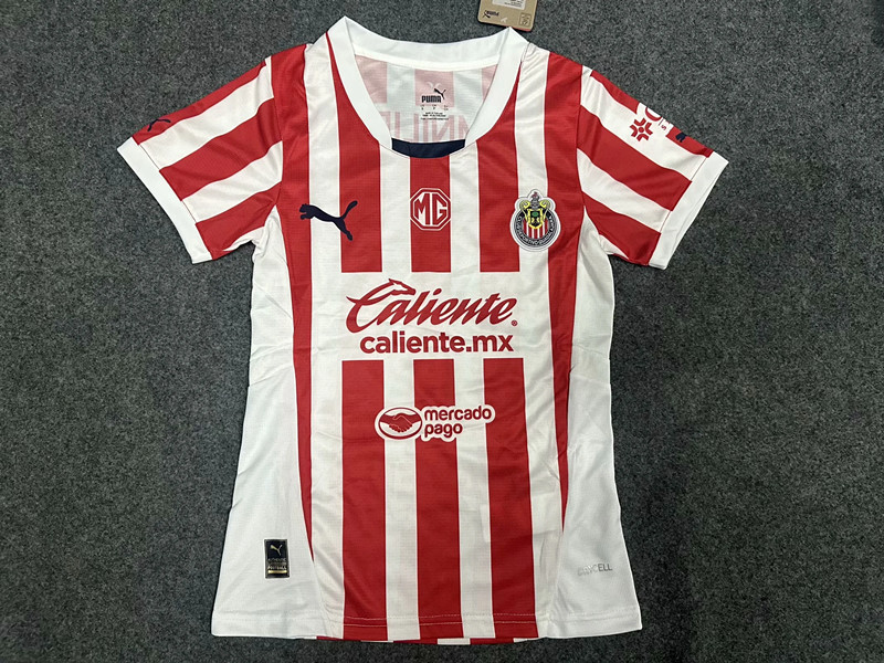 2024-2025 Deportivo Guadalajara Home Red&White Thailand Women Soccer Jersey AAA-GB