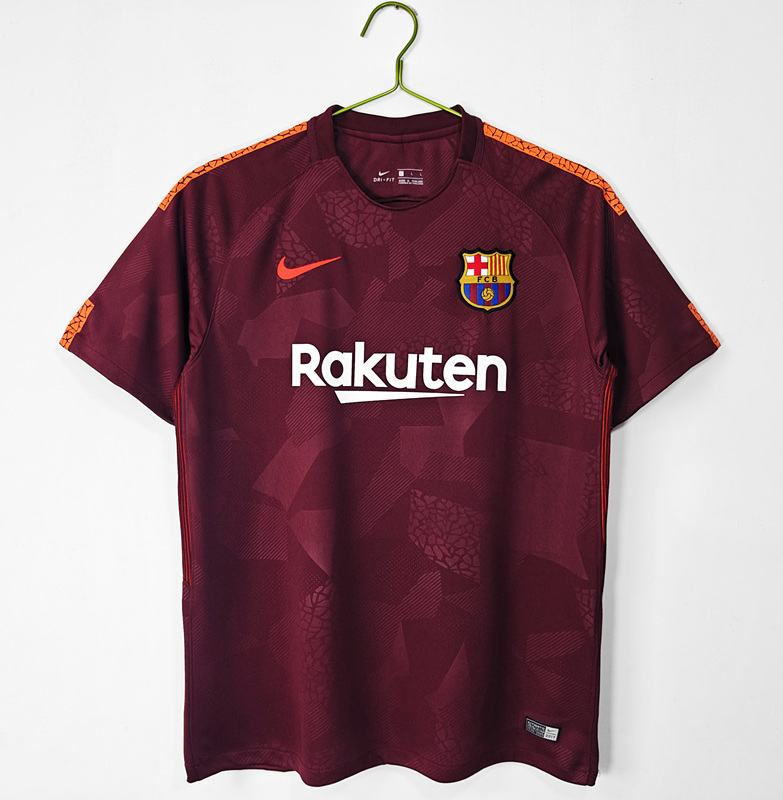 Retro Version 17-18 Barcelona 2nd Away Red Thailand Soccer Jersey AAA-c1046