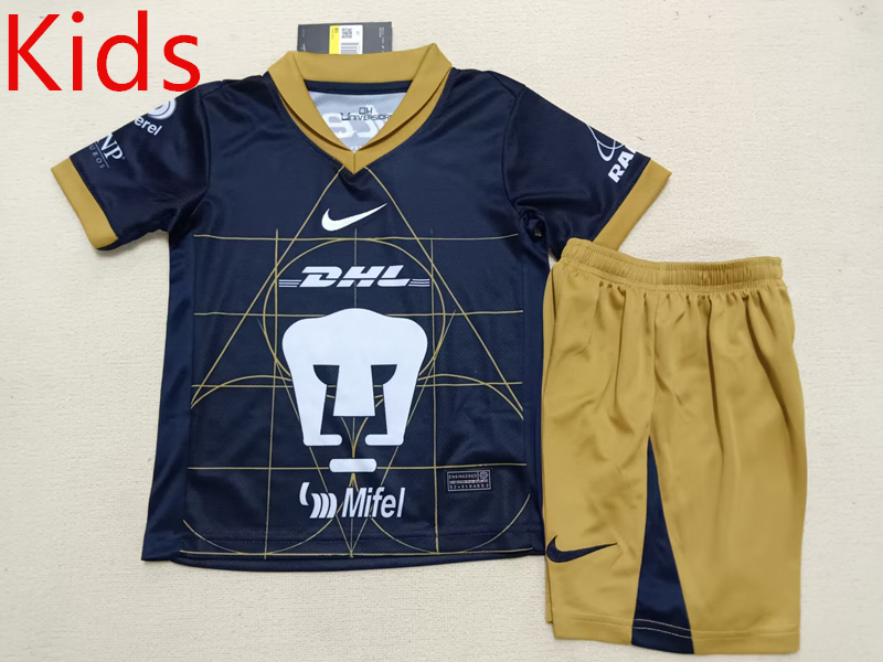 2024-2025 Pumas UNAM Away Royal Blue Kids/Youth Soccer Uniform-507