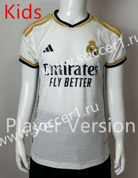 (Without Shorts) Player Version 2023-2024 Real Madrid Home White Blue Thailand Kids/Youth Soccer jersey-SJ