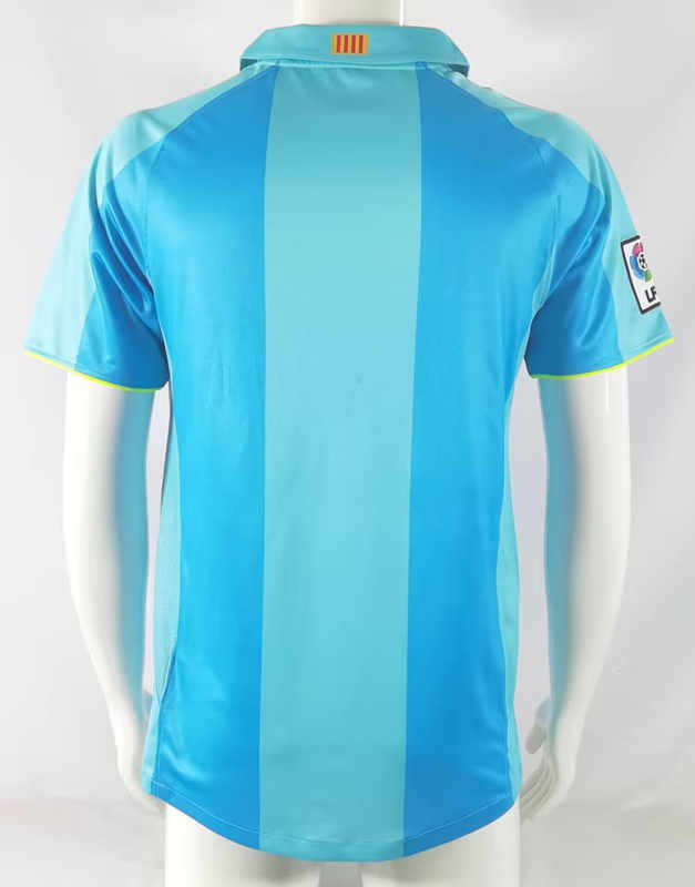 Retro Version 2007-2008 Barcelona Away Blue Thailand Soccer Jersey AAA-503
