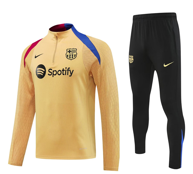 Player Version 2024-2025 Barcelona Mud yellow Thailand Soccer Tracksuit-4627