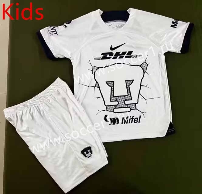 2023-2024 Pumas UNAM Pumas UNAM Away White Kids/Youth Soccer Uniform-912