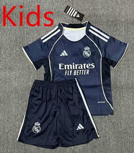 2025-26 Real Madrid Away Royal Blue Kids/Youth Soccer Uniform-2483