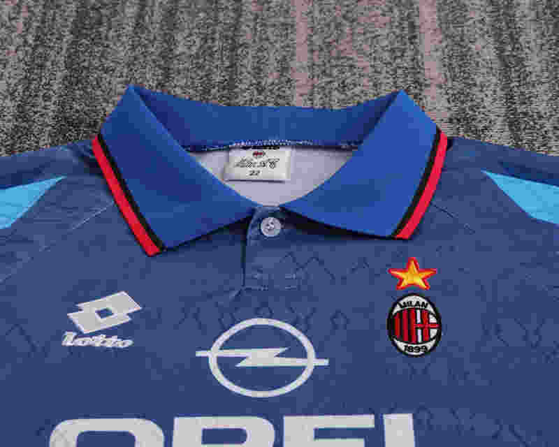 Retro Version 95-96 AC Milan Away Blue Kids/Youth Soccer Uniform-6748
