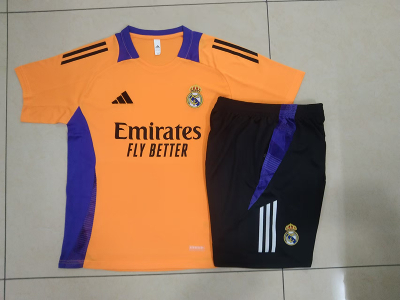 2024-2025 Real Madrid Orange Short-sleeved Thailand Soccer Tracksuit-815