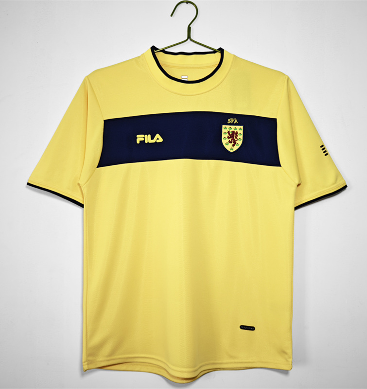 Retro Version 2002 Scotland Away Yellow Thailand Soccer Jersey AAA-C1046