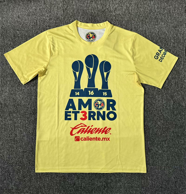 (S-4XL) 2024-2025 Champion Version Club America Yellow Thailand Soccer Jersey AAA-7810