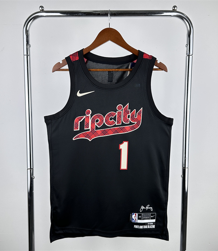 2024 City Edition Portland Trail Blazers Black #1 NBA Jersey-311