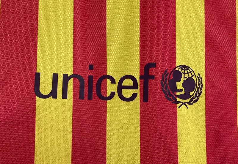 Retro Version 13-14 Barcelona Away Yellow&Red Thailand Soccer Jersey AAA-811
