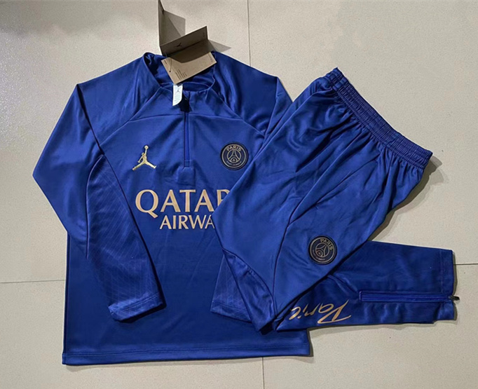 2023-2024 Jordan Paris SG Royal Blue Thailand Soccer Tracksuit -815